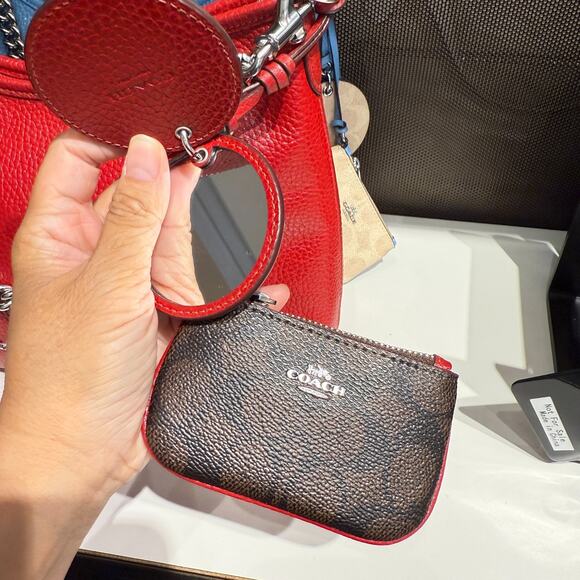 Last 1 ‼️Coach CBI94 Laurel Shoulder Bag Mirror Charm Pouch Dark Cardinal/Walnut - Picture 3 of 12